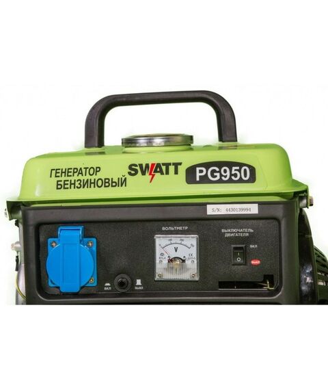 Электростанции: Генератор бензиновый Swatt PG950 0.65/0.75 кВт, 220 В, бак 4.2л, статор алюминий фотографии