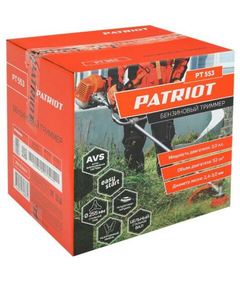 Триммеры: Бензотриммер Patriot PT 553 3.0 л.с/2.2кВт, 52 см3, нож/леска 2.4мм, неразборная штанга [250108444] фотографии