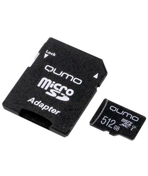 Secure Digital карты: Карта памяти QUMO 512Gb microSDXC Class10 UHS-I U3 + microSD-->SD Adapter [QM512GMICSDXC10U3] фотографии