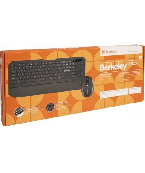 Клавиатуры: Клавиатура Defender Berkeley Wireless combo C-925 Nano кл-ра, USB, FM+мышь 6кн, Roll, Optical, USB, FM [45925] фотографии