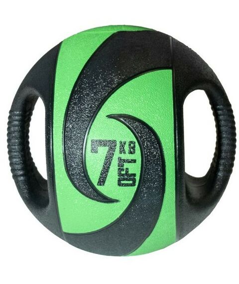 Фитнес оборудование: Мяч тренировочный (медицинбол) Original FitTools FT-DHMB-07 с хватами, 7 кг фотографии