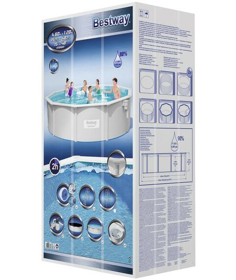 Бассейны: Бассейн стальной BestWay Hydrium 460 х 120 см песчаный фильтр-насос, лестница, подстилка, тент [56384] фотографии