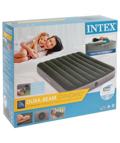 Надувные матрасы: Матрас надувной Intex DURA-BEAM FULL 137 х 191 х 25 см, с насосом на батарейках 6 С [64778] фотографии