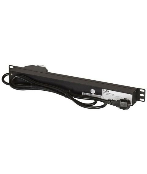 Шкафы и стойки: Блок электрических розеток TLK TLK-RSC07-MD-04-BK 19", 7 гнезд "евророзетка", 16A, двухполюсный автомат 16А, шнур питания 2 метра, "евровилка", сечение 3*1,5 мм2, металлический корпус, защита от детей, макс. мощность 4000 Вт, 490*44.4*44.4 мм фотографии