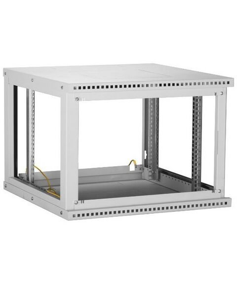 Шкафы и стойки: Настенный разборный шкаф TLK TWI-066035-R-G-GY 19", 6U, стеклянная дверь, Ш600хВ303хГ350мм, 1 пара монтажных направляющих, серый фотографии