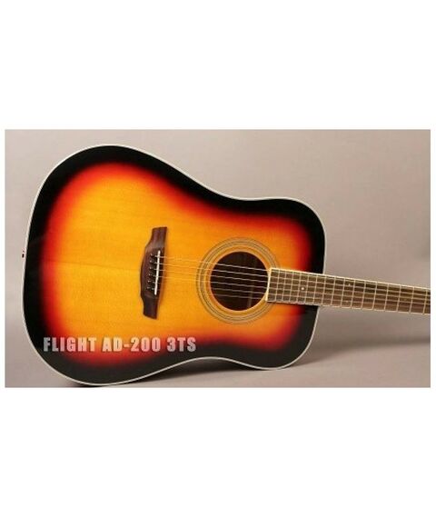 Акустические гитары: Акустическая гитара Flight AD-200 3TS Дредноут, цвет санберст, скос под правую руку фотографии