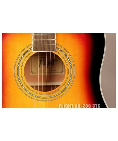 Акустические гитары: Акустическая гитара Flight AD-200 3TS Дредноут, цвет санберст, скос под правую руку фотографии