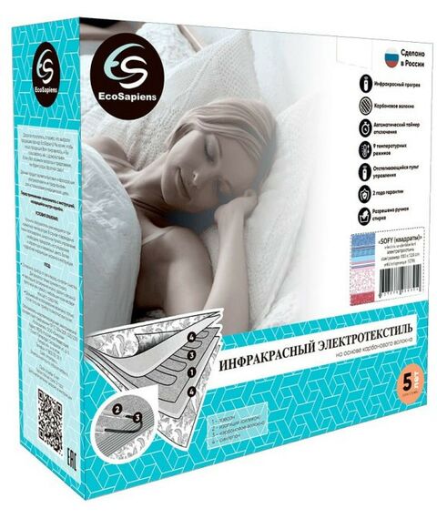 Электропростыни и одеяла: Электропростынь EcoSapiens S276 Sofy квадраты, 150 * 120 см фотографии