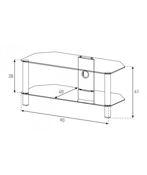 Тумбы и стойки для телевизоров: Тумба под телевизор Sonorous NEO 290 B SLV 2 полки, max нагрузка 50 кг, 410х900х400мм (ВхШхГ), черное стекло / серебристые ножки (на фото) фотографии