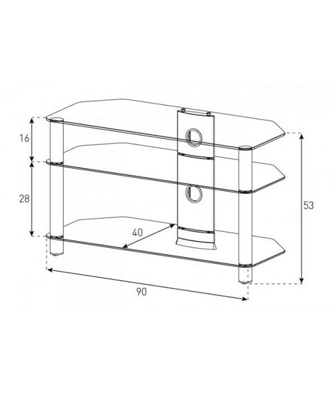 Тумбы и стойки для телевизоров: Тумба под телевизор Sonorous NEO 390 B SLV 3 полки, max нагрузка 50 кг, 530х900х400мм (ВхШхГ), черное стекло / серебристые ножки фотографии