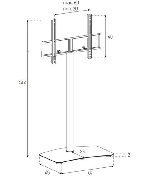 Тумбы и стойки для телевизоров: Стойка под телевизор Sonorous PL 2800 WHT-WHT 1 полка, крепеж для ТВ, max нагрузка 30кг, поворот 35o, 1380х650х450мм  (ВхШхГ),  белое стекло / белые ножки фотографии