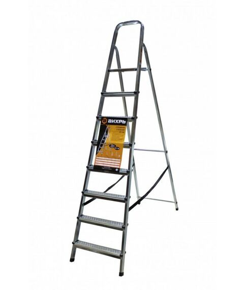 Стремянки и лестницы: Стремянка стальная Вихрь СС 1х8 фотографии