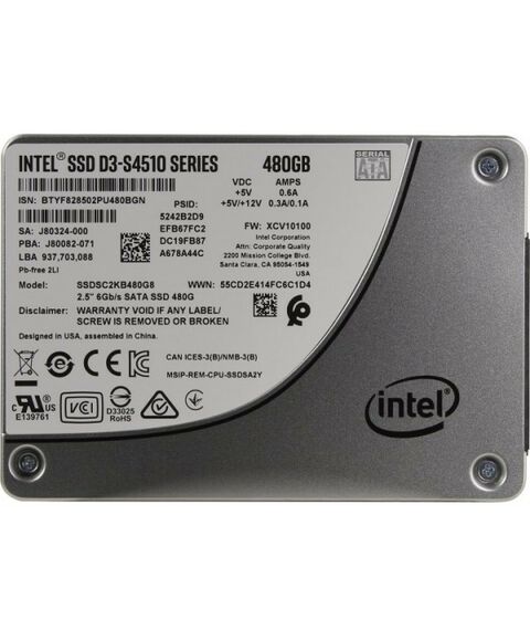 SSD-накопители: SSD-накопитель Intel 480 Gb D3-S4510 Series SATA 6Gb/s 2.5" 3D TLC [SSDSC2KB480G801] фотографии