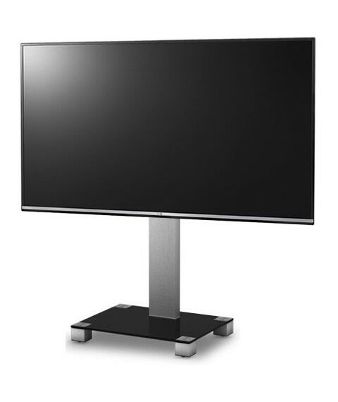 Тумбы и стойки для телевизоров: Стойка под телевизор Sonorous PL 2511-B-INX 1 полка, крепеж для ТВ, max нагрузка 50кг, поворот 35o, 1240х650х500мм  (ВхШхГ),  черное стекло / ножки стального цвета фотографии