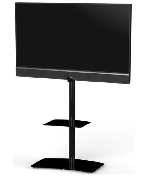 Тумбы и стойки для телевизоров: Стойка под телевизор Sonorous PL 2810 BLK-HBLK 2 полки, крепеж для ТВ, max нагрузка 30кг, поворот 35o, 1380х650х450мм  (ВхШхГ),  черное стекло / черные ножки фотографии
