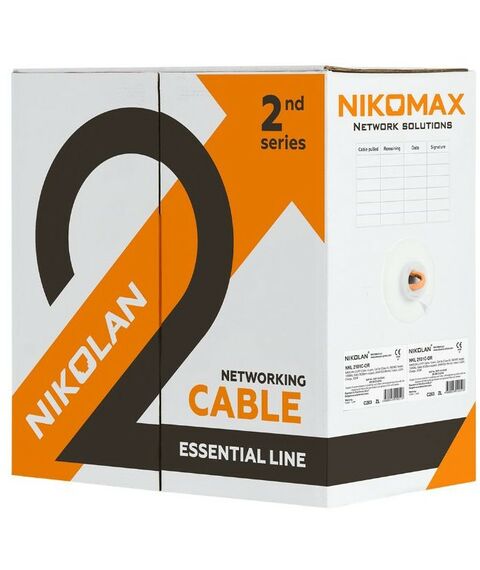 Кабель и разъемы: Кабель Nikolan NKL 2700B-BK F/UTP 4 пары, Кат.5e (Класс D), тест по ISO/IEC, 100МГц, одножильный, BC (чистая медь), 24AWG (0,49мм), внешний, PE до -60С, черный, 305м - гарантия: 1 год фотографии