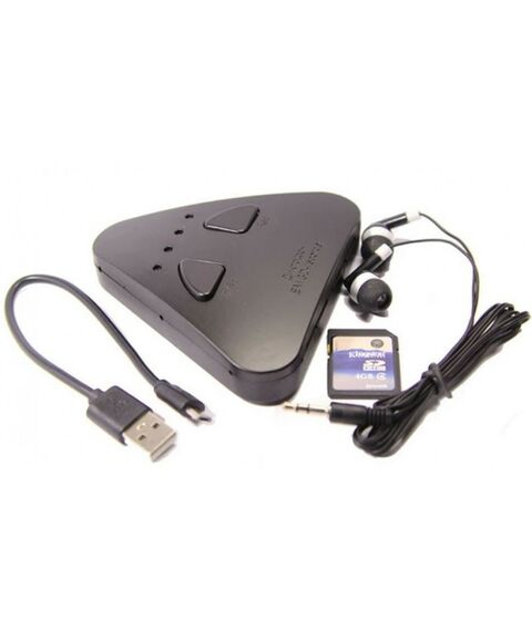 Цифровые диктофоны: Стационарный диктофон Edic-mini 3D recorder 3 микрофона, воспроизведение, динамик, одновременная запись на 2 SD карты, чувствительность до 18м, цифровая подпись, размер 20*98*98мм, 66г, пластик, автономность до 150ч фотографии