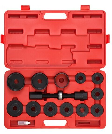 Демонтажный инструмент: Набор оправок для монтажа и демонтажа ступичных подшипников МАСТАК 100-30014C кейс, 14 предметов фотографии