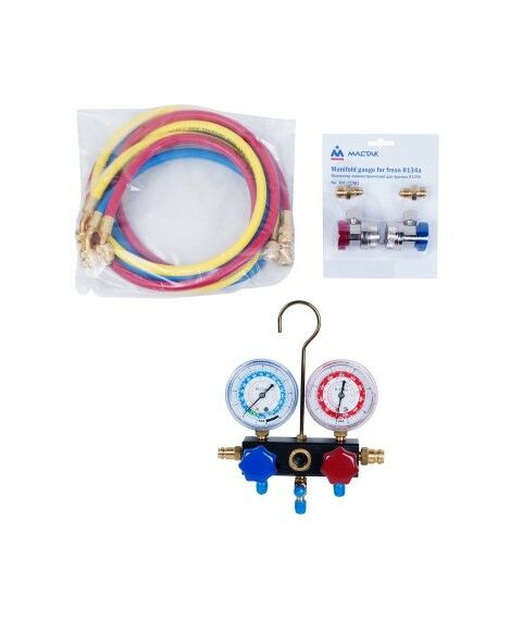 Демонтажный инструмент: Коллектор манометрический для фреона МАСТАК 105-20001 с быстросъемными переходниками фотографии