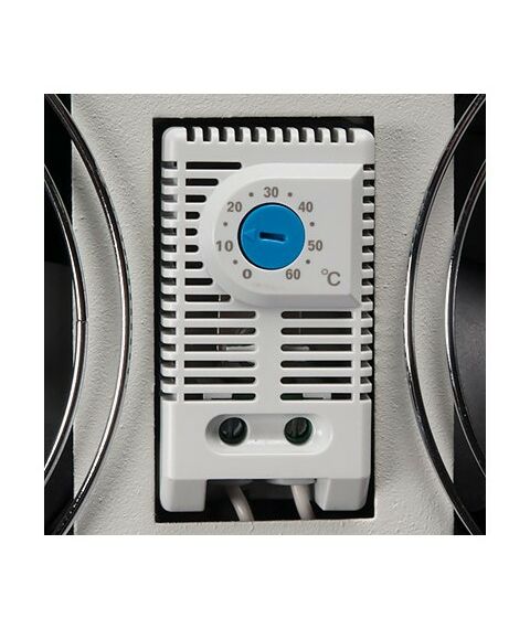 Шкафы и стойки: Вентиляторный блок TLK TLK-FAN4-TERM-I-GY для шкафов серии TFI-R и TWI-R глубиной от 450 мм, 4 вентилятора с терморегулятором, без шнура питания, серый фотографии