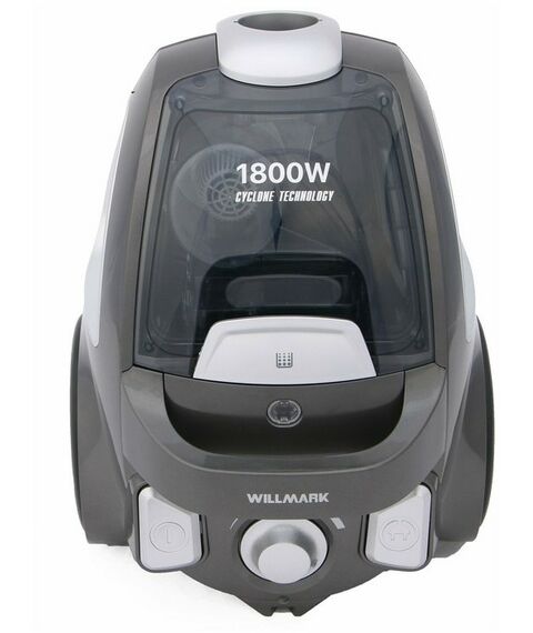 Пылесосы: Пылесос WILLMARK VC-1865CY 1800 Вт/330Вт, фильтр высокой очистки, регулировка мощности, цвет серо-черный фотографии