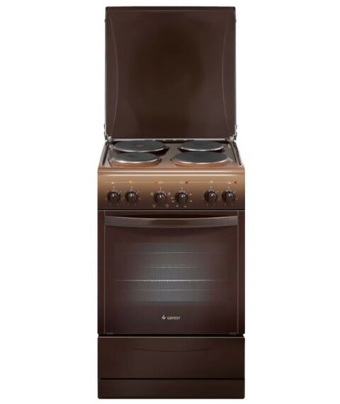 Кухонные плиты: Кухонная плита Гефест 5140-01 0001 ТЭН-гриль, ТЭН нижний + ТЭН верхний,подсветка духовки, выдвижной ящик, регулировочные ножки, цвет коричневый, полезный объем духовки - 42 литра фотографии