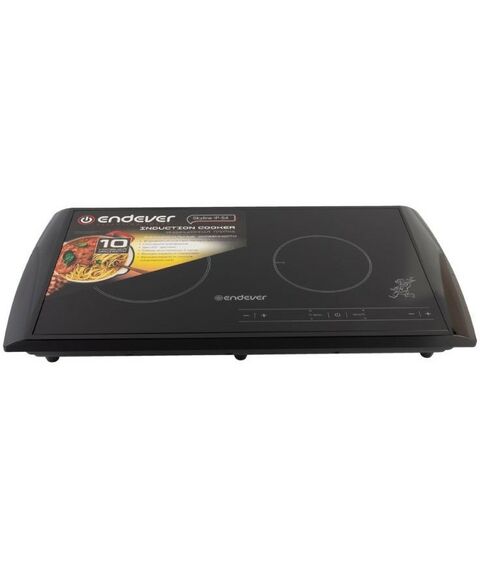 Электроплитки: Плитка индукционная Endever IP-54 двухконфорочная, мощность 1600+1300 Вт, 10 уровней регулировки температуры и мощности фотографии
