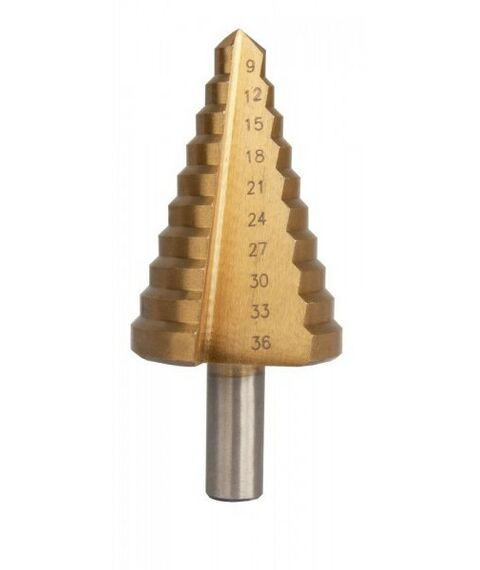 Буры, пики, коронки, сверла: Сверло Практика 774-481 по металлу, ступенчатое, 9-36 мм, шаг 3 мм фотографии