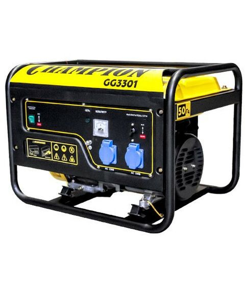 Электростанции: Электростанция бензиновая Champion GG 3301С 2.8/3.1кВт, расход 1.5л/час, бак 15л, 46кг фотографии