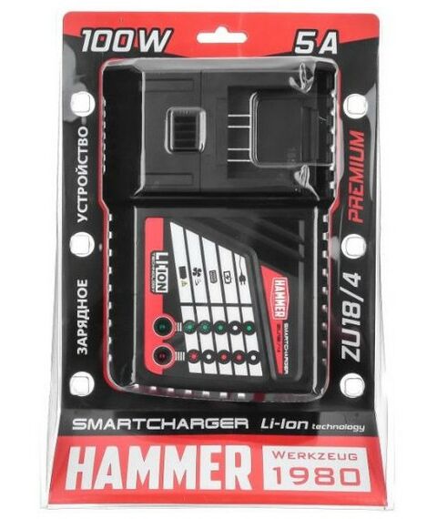 Аккумуляторы и ЗУ для инструмента: Устройство зарядное Hammer ZU18/4 18В PREMIUM Li-Ion, 100Вт, 2.3-5А [583520] фотографии