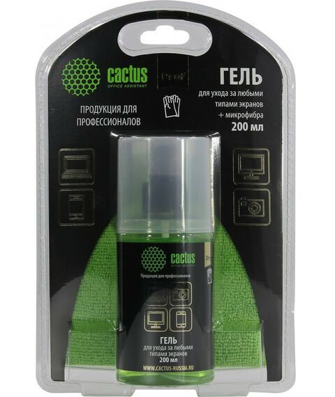 Чистящие средства: Комплект для очистки экранов Cactus CS-S3004BL 200мл + салфетка из микрофибры фотографии