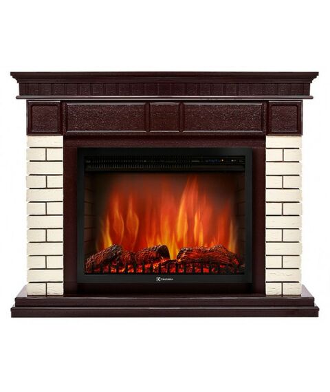 Камины: Портал Firelight Bricks 30 камень бежевый, шпон темный дуб [Bricks 30 BDO] фотографии