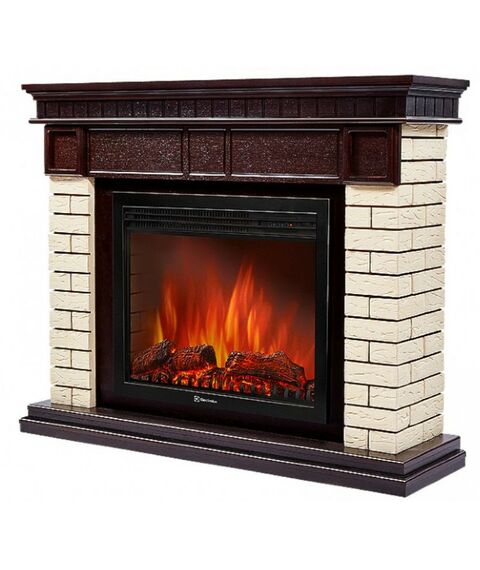 Камины: Портал Firelight Bricks 30 камень бежевый, шпон темный дуб [Bricks 30 BDO] фотографии