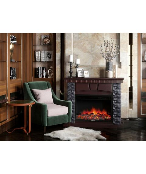 Камины: Портал Firelight Bricks 30 камень бежевый, шпон темный дуб [Bricks 30 BDO] фотографии