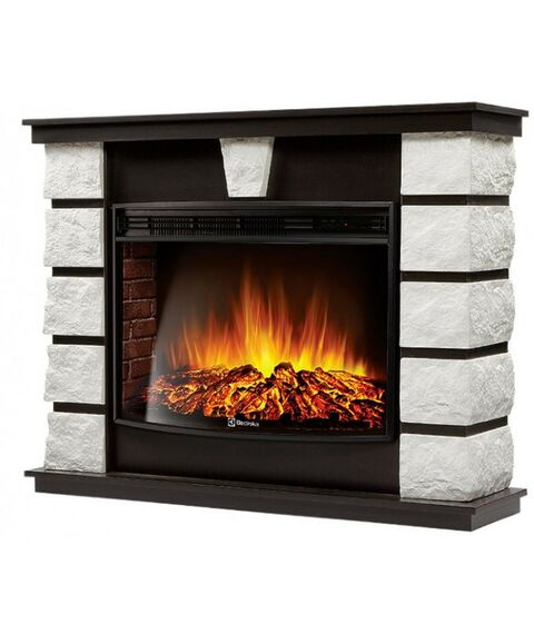 Камины: Портал Firelight Excalibur 30 камень белый, шпон венге [Excalibur 30 WW] фотографии