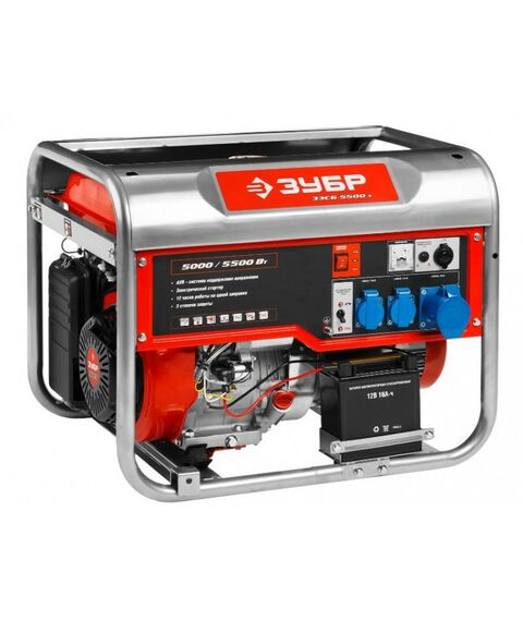 Электростанции: Бензиновый генератор с электростартером Зубр ЗЭСБ-5500-Э 5500 Вт фотографии
