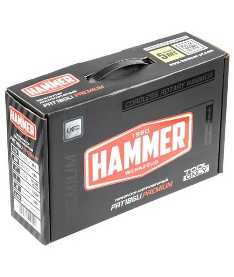 Перфораторы: Перфоратор аккумуляторный Hammer PREMIUM PRT185Li Li-Ion 18В, 1,9Дж, бетон 20, 3 режима, SDS+, 2.25кг SOLO [583488/101-059] фотографии
