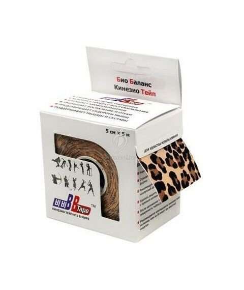 Тейпирование: Тейп кинезио BBTape design 5см х 5м, леопард фотографии