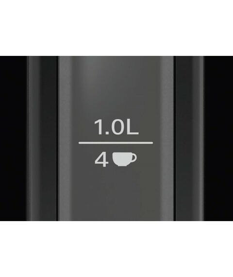 Чайники, термопоты: Чайник BOSCH TWK3P423 2400 Вт, 1.7 л, DesignLine, нержавеющая сталь, цвет черный,  скрытый нагревательный элемент, фильтр от накипи фотографии