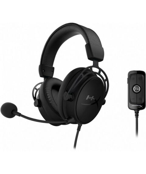 Наушники и гарнитуры: Наушники с микрофоном Kingston HyperX Cloud Alpha S Blackout черные с регулятором громкости, шнур 1.3м+2м [HX-HSCAS-BK/WW] фотографии