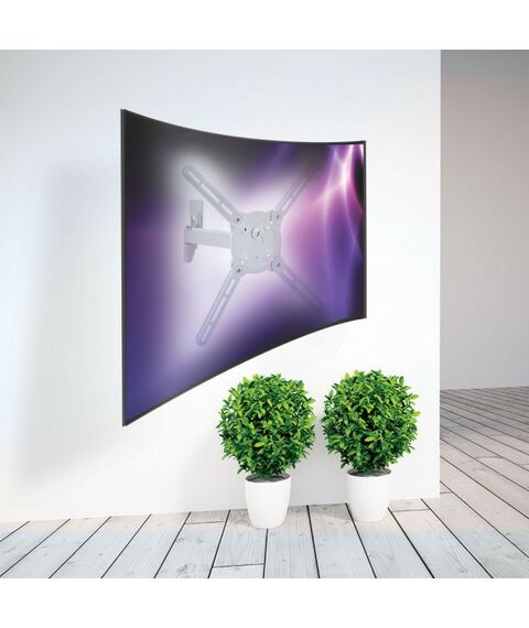 Крепеж для аудио-видео техники: Кронштейн для LED/LCD Kromax ATLANTIS-15 white Идеально подходит для изогнутых ТВ. Надежная стальная конструкция. Съемная монтажная пластина. Вращение экрана ±3°. Кабель-канал. Декоративные настенные накладки фотографии