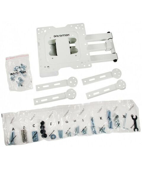 Крепеж для аудио-видео техники: Кронштейн для ТВ Kromax DIX-18 white 22"-55", наклон вверх +15°, наклон вниз -15°, поворот 180°, нагрузка до 40 кг, от 66 мм до 605 мм от стены фотографии