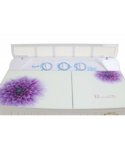 Стиральные машины: Стиральная машина WILLMARK WMS-85G полуавтомат, цвета: белое стекло - фиолетовые цветы фотографии