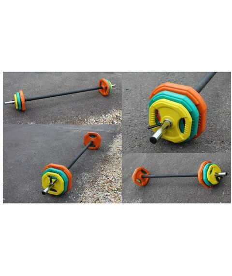 Фитнес оборудование: Штанга для аэробики PROFI-FIT 20090, обрезиненные диски (1.25 кг, 2.5 кг, 5 кг) по 2шт фотографии