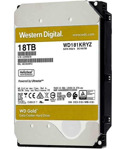 Жесткие диски: Жёсткий диск Western Digital 18 Tb Gold SATA 6Gb/s 3.5" [WD181KRYZ] фотографии