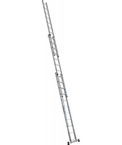 Стремянки и лестницы: Трехсекционная лестница СИБИН 38833-11 11 ступеней, со стабилизатором, алюминиевая фотографии