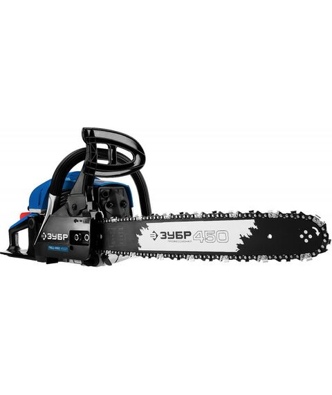 Бензопилы: Пила цепная бензиновая Зубр Профессионал ПБЦ-490 45ДП хромир. цилиндр, праймер, декомпрессионный клапан, 49 см3 (2.2 кВт), шина 45 см, 12500 об/мин фотографии