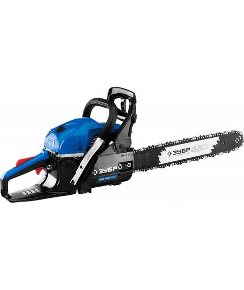 Бензопилы: Пила цепная бензиновая Зубр Профессионал ПБЦ-490 45ДП хромир. цилиндр, праймер, декомпрессионный клапан, 49 см3 (2.2 кВт), шина 45 см, 12500 об/мин фотографии