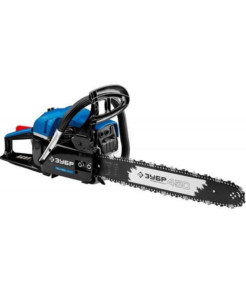 Бензопилы: Пила цепная бензиновая Зубр Профессионал ПБЦ-560 45ДП хромир. цилиндр, праймер, декомпрессионный клапан, 56 см3 (2.4 кВт), шина 45 см, 12500 об/мин фотографии