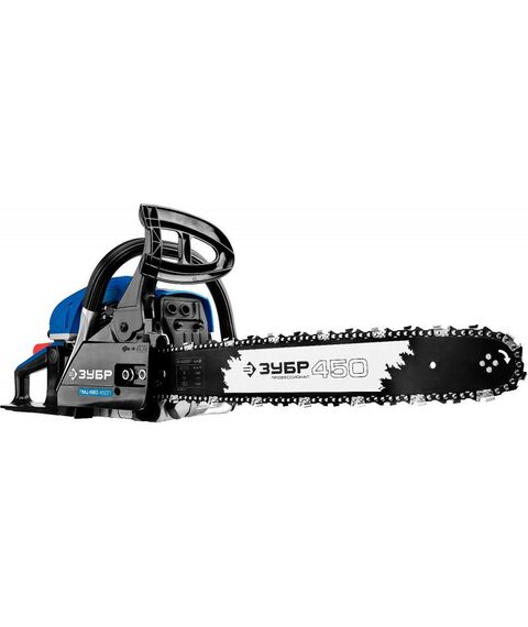 Бензопилы: Пила цепная бензиновая Зубр Профессионал ПБЦ-560 45ДП хромир. цилиндр, праймер, декомпрессионный клапан, 56 см3 (2.4 кВт), шина 45 см, 12500 об/мин фотографии